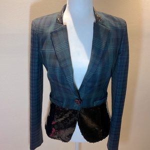 Pinko excellent condition plaid jacket with sequins